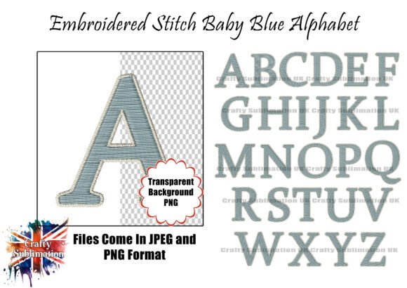 Download Baby Blue a–Z Embroidered Alphabet PNG - Baby blue Collection