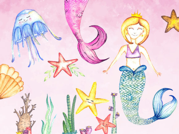 Download Hand Drawn Watercolor Mermaid Clipart - Hand drawn Collection