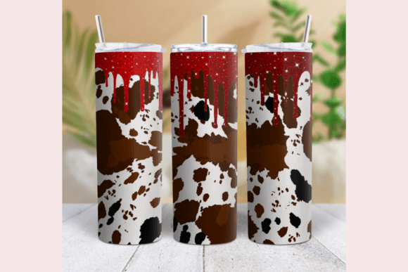 Download Red Glitter Drip Cow Tumbler Wrap - Glitter Collection