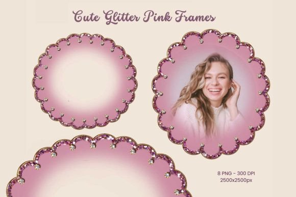 Download Cute Glitter Pink Frames - 8 PNG - Glitter Collection