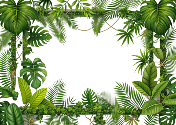 Download Free Tropical Leaves Frame Template Png - Template Collection