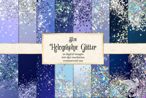 Download Blue Holographic Glitter Digital Paper - Glitter Collection