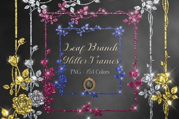 Download Glitter Leaf Branch Border Frame PNG - Glitter Collection