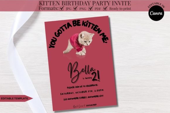 Download Kitten Birthday Party Invite Template - Template Collection