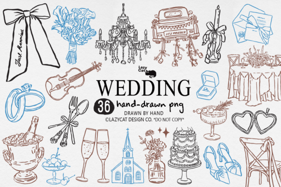 Download Wedding Hand Drawn Clipart Set PNG - Hand drawn Collection