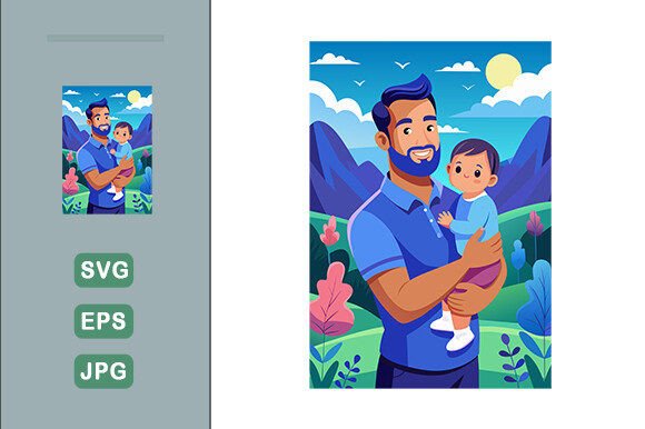 Download Father Happy with His Baby Blue Theme La - Baby blue Collection