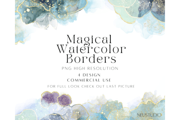 Download Magical Glitter Watercolor Borders PNG - Glitter Collection