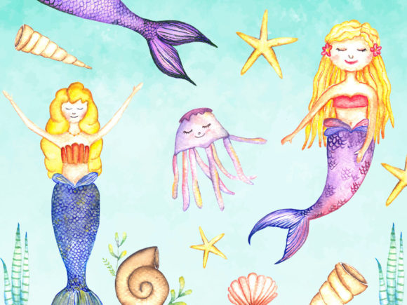 Download Watercolor Mermaid Clipart, Hand Drawn - Hand drawn Collection