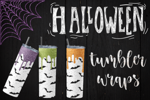 Download Halloween Glitter Drip Bats Tumbler Wrap - Glitter Collection