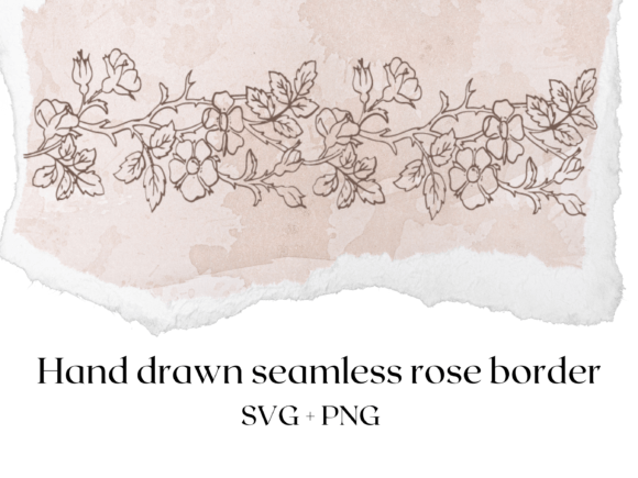 Download Hand Drawn Seamless Rose Border Svg+Png - Hand drawn Collection