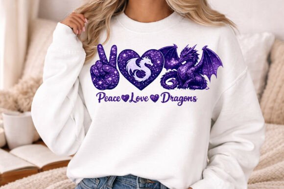 Download Peace Love Dragons Purple Glitter Dragon - Glitter Collection