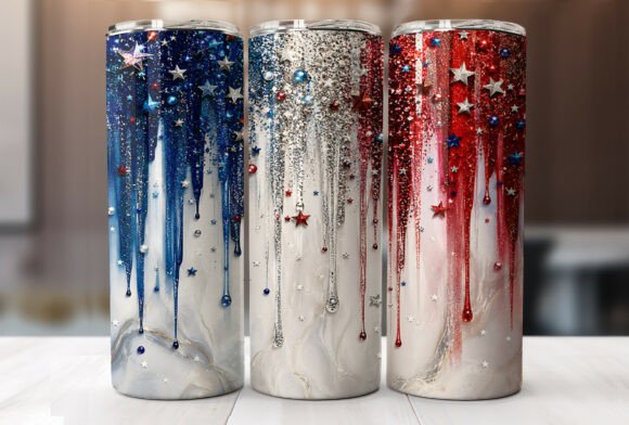 Download Patriotic Glitter Drip 20oz Tumbler Wrap - Glitter Collection
