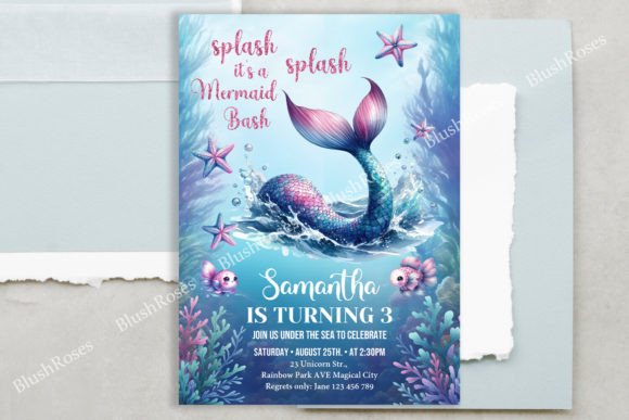 Download Navy and Rose Gold Glitter Mermaid Invit - Glitter Collection