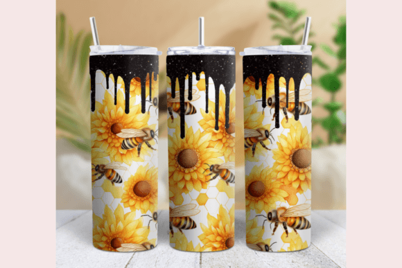 Download Black Glitter Drip Honeybee Tumbler Wrap - Glitter Collection